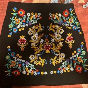 Floral Black Skirt